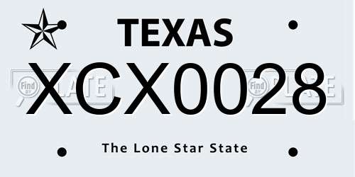 XCX0028 Texas License Plate