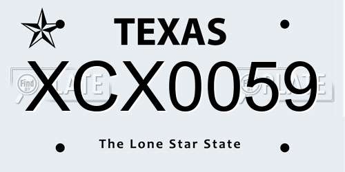 XCX0059 Texas License Plate