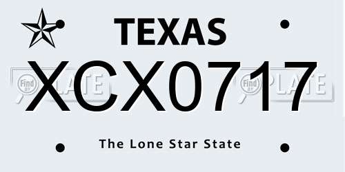 XCX0717 Texas License Plate