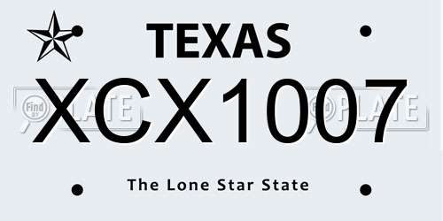 XCX1007 Texas License Plate