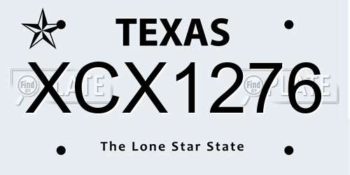 XCX1276 Texas License Plate