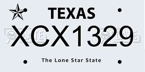XCX1329 Texas License Plate