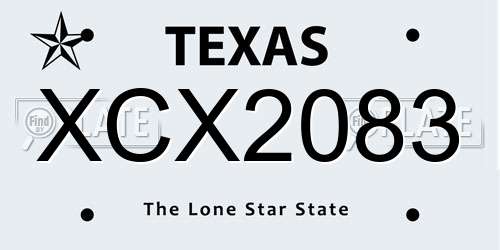 XCX2083 Texas License Plate