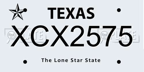 XCX2575 Texas License Plate