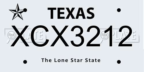 XCX3212 Texas License Plate