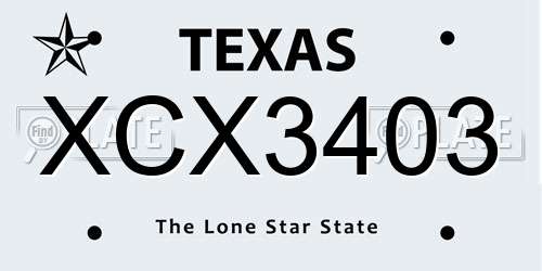 XCX3403 Texas License Plate