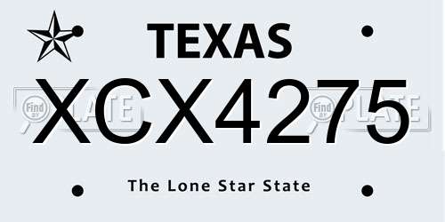 XCX4275 Texas License Plate