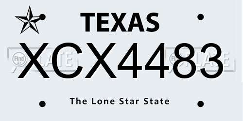XCX4483 Texas License Plate