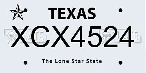 XCX4524 Texas License Plate