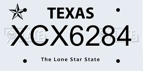 XCX6284 Texas License Plate