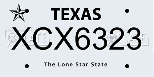 XCX6323 Texas License Plate