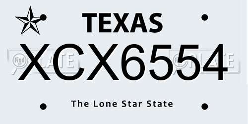 XCX6554 Texas License Plate