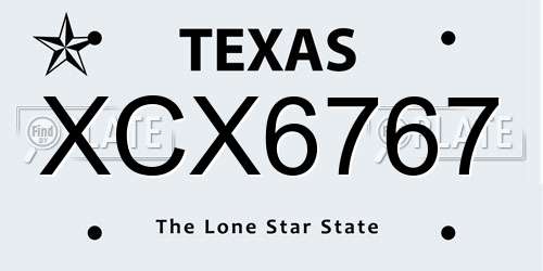 XCX6767 Texas License Plate
