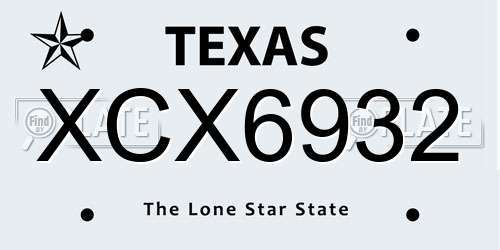 XCX6932 Texas License Plate