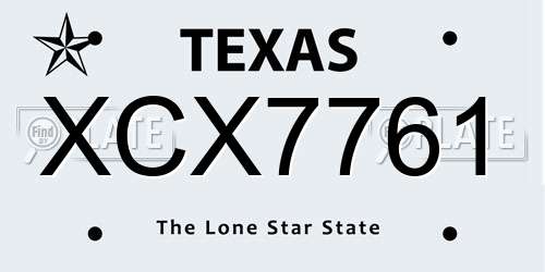 XCX7761 Texas License Plate