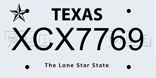 XCX7769 Texas License Plate