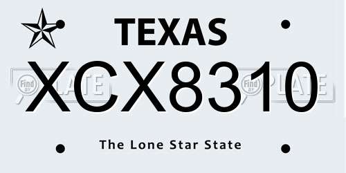 XCX8310 license plate in TX state