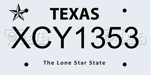 XCY1353 Texas License Plate
