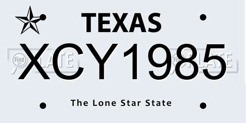 XCY1985 Texas License Plate