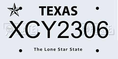 XCY2306 Texas License Plate
