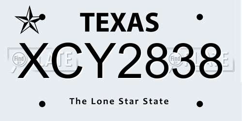 XCY2838 Texas License Plate