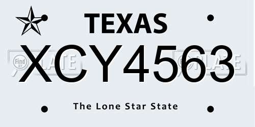 XCY4563 Texas License Plate