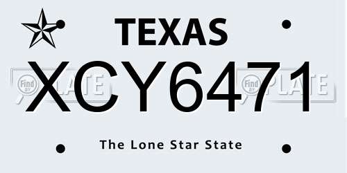 XCY6471 Texas License Plate