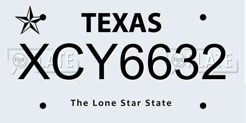 XCY6632 Texas License Plate