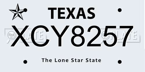 XCY8257 Texas License Plate