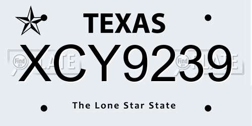 XCY9239 Texas License Plate