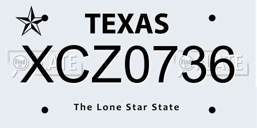 XCZ0736 Texas License Plate
