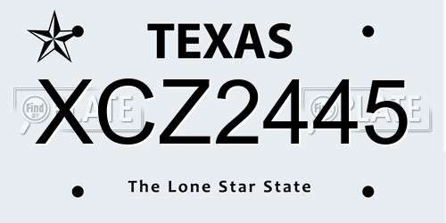 XCZ2445 Texas License Plate