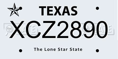 XCZ2890 Texas License Plate