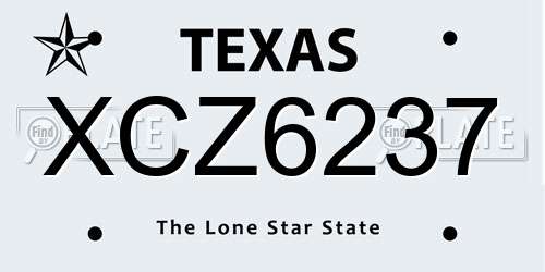 XCZ6237 Texas License Plate