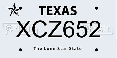 XCZ652 Texas License Plate