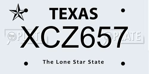 XCZ657 Texas License Plate