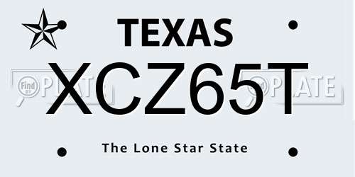 XCZ65T Texas License Plate