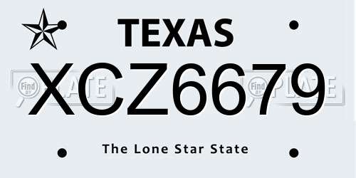XCZ6679 Texas License Plate