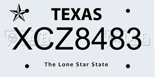 XCZ8483 Texas License Plate