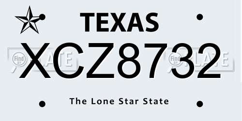 XCZ8732 Texas License Plate