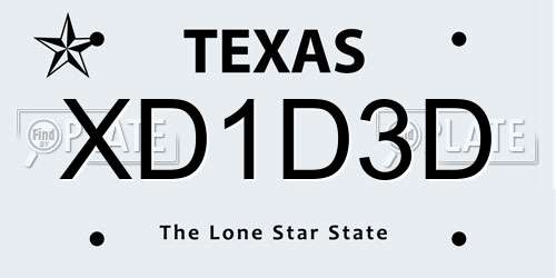 XD1D3D Texas License Plate