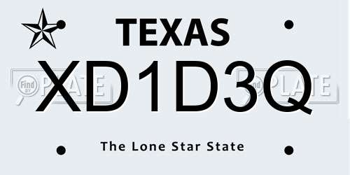 XD1D3Q Texas License Plate