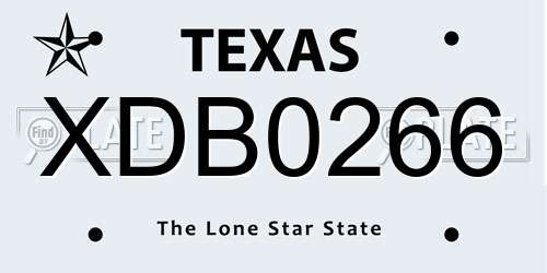 XDB0266 Texas License Plate