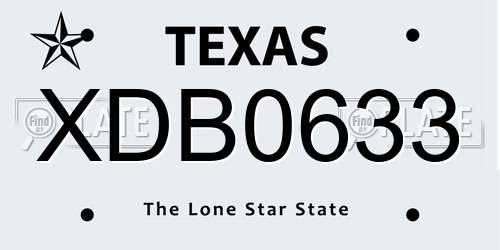 XDB0633 Texas License Plate