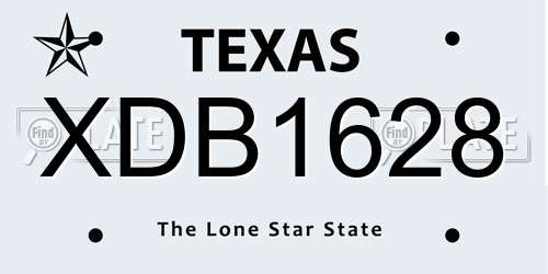 XDB1628 Texas License Plate