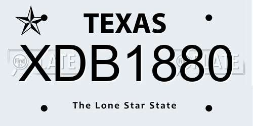 XDB1880 Texas License Plate