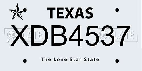 XDB4537 Texas License Plate