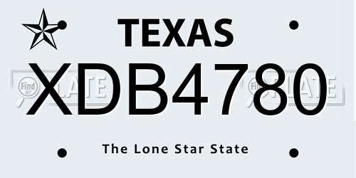 XDB4780 Texas License Plate