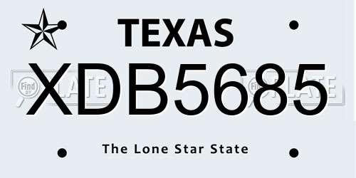 XDB5685 Texas License Plate