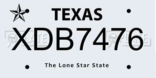 XDB7476 Texas License Plate